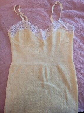 Women's Yellow Lace-Trim Knit Cami Top